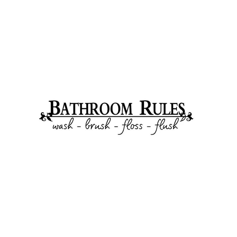 BATHROOM RULES English Wall Sticker For Bathroom Decoration Decals Door Home Decor Wash Room Background Removable Mural