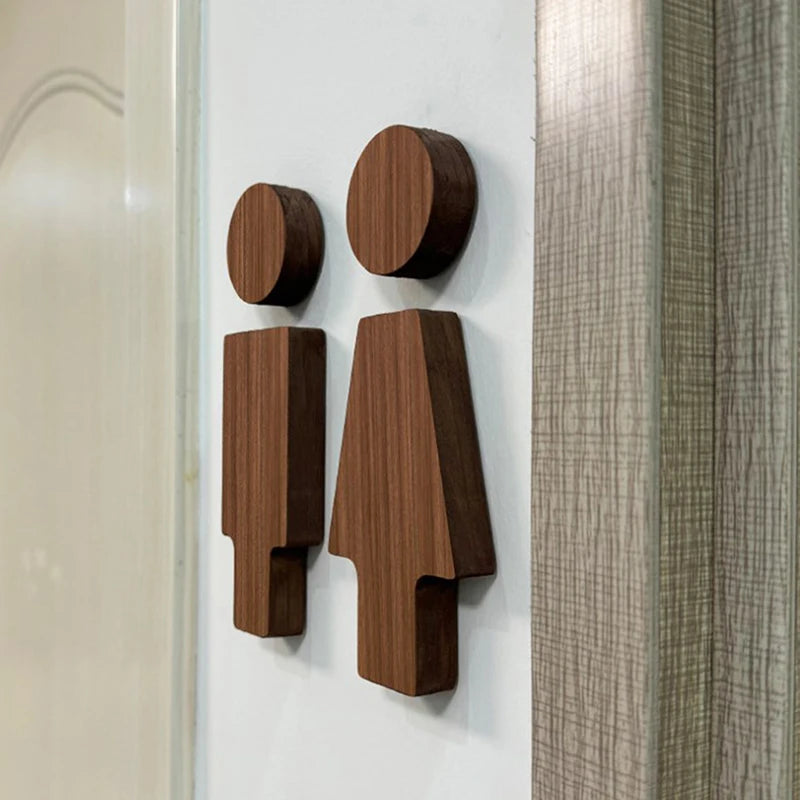 Bathroom Decoration Premium Bathroom Sign Solid Wood Men's And Women's Toilet Sign Home Bathroom Decor