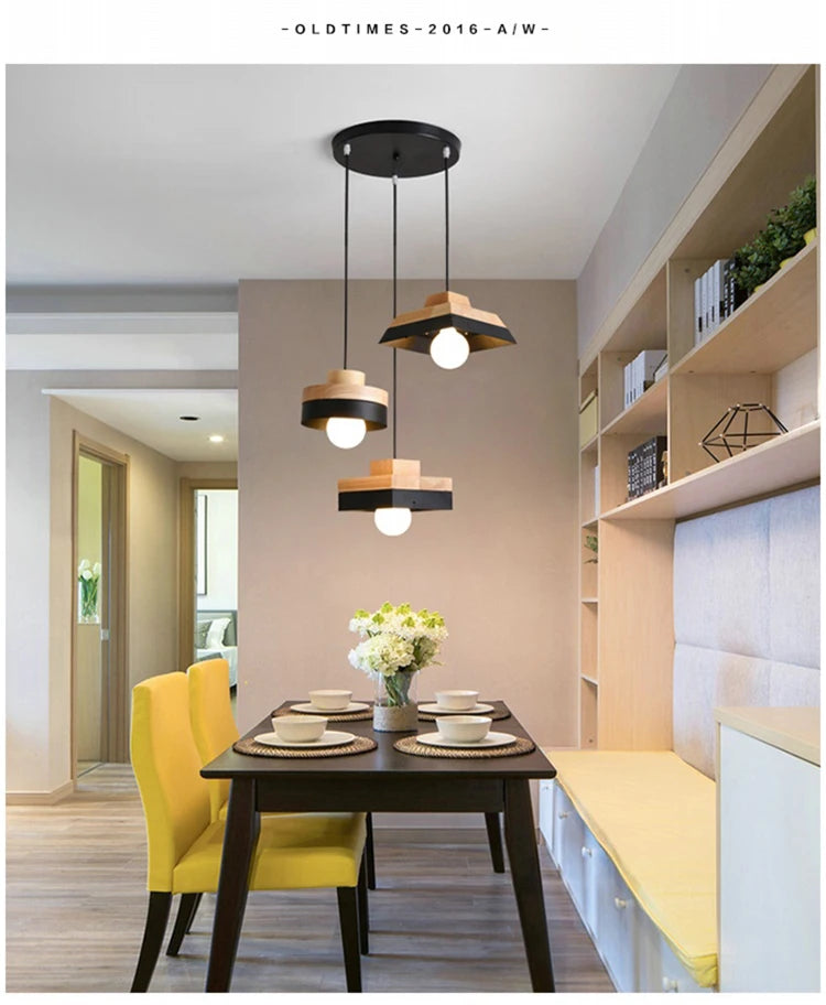Modern Wood Chandelier Room Decor  Lighting for Living Room  Lamp for Bedroom Cafe or Restaurant Interior Decoration Lights