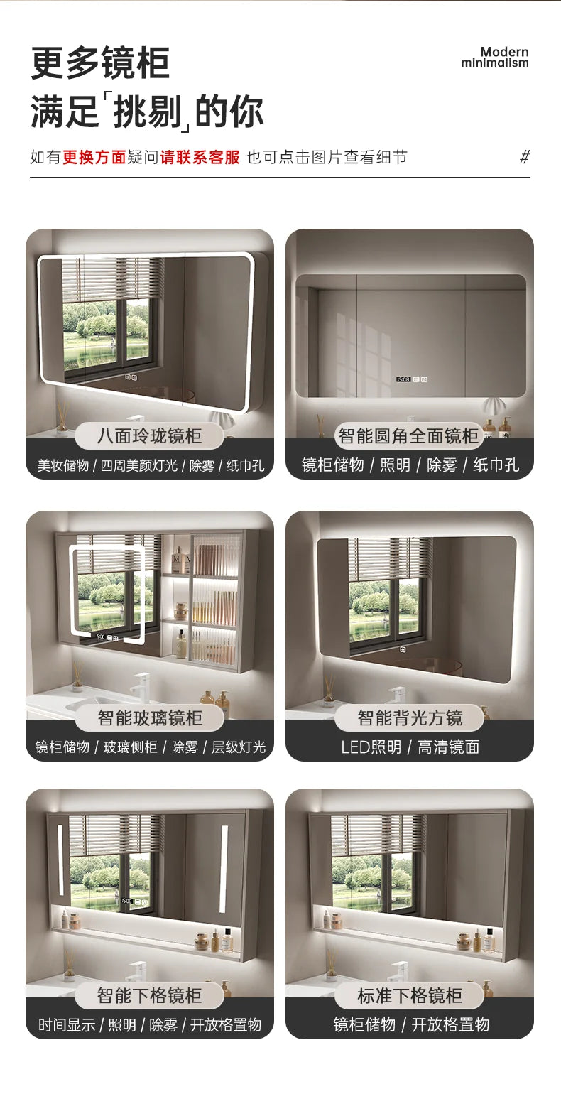 Led Light Ensuite Bathroom Cabinet Basin Designs Mirror Shelves Bathroom Cabinets Shower Organizer Banyo Dolabi Home Furniture