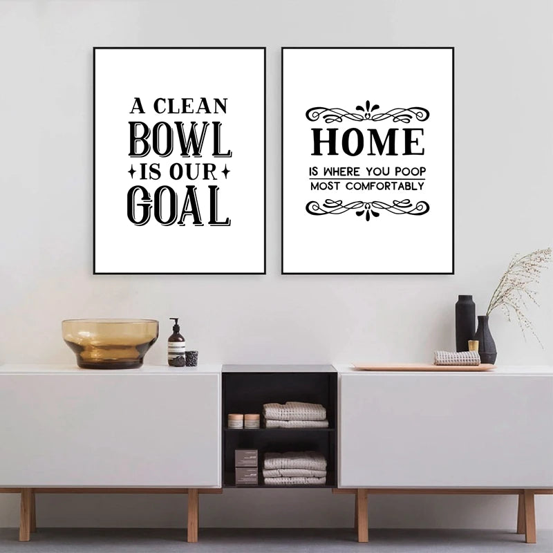 Bathroom Wall Art Decor Funny Bathroom Signs Posters and Prints Modern Minimalist Canvas Painting WC Toilet Room Decor