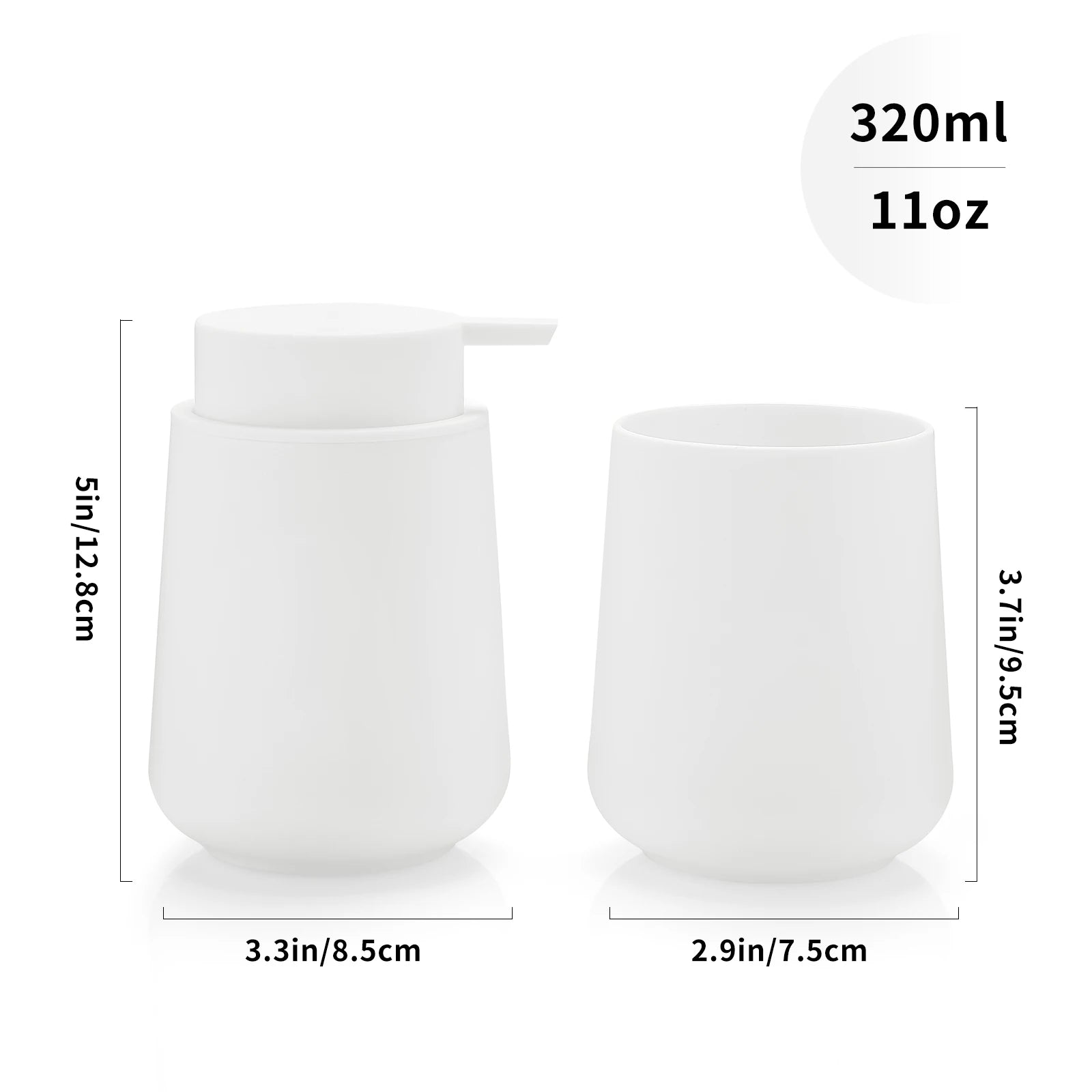 Bathroom Accessory Set - 2-Piece Soap Dispenser and Cup for Bathroom Vanity Decor in Matte Black
