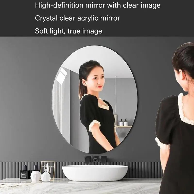 Bathroom Mirror Frameless Bathroom Wall Mirror Stickers Adhesive Bathroom Vanity Mirrors Waterproof Room Wall Decor For Bathroom