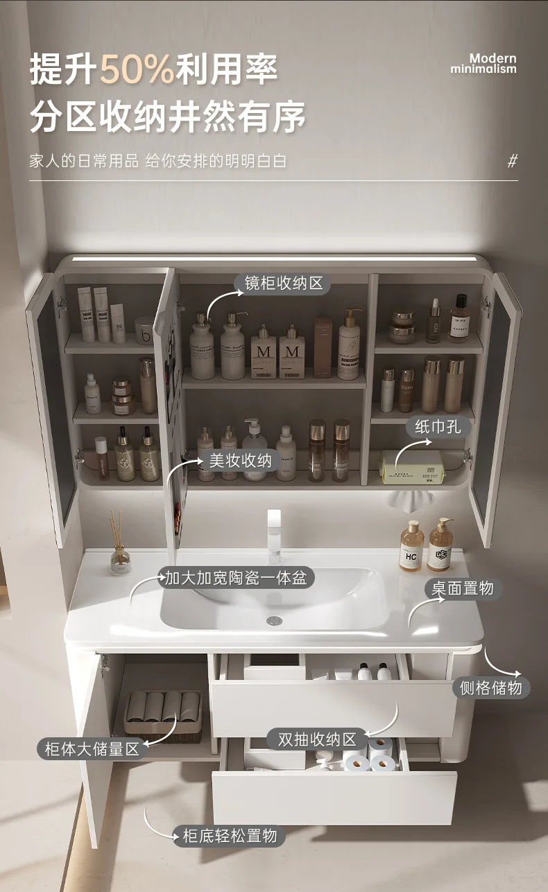 Led Light Ensuite Bathroom Cabinet Basin Designs Mirror Shelves Bathroom Cabinets Shower Organizer Banyo Dolabi Home Furniture