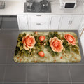 Kitchen Mat with Pink Roses Floral Pattern Pattern, Suitable for Entryways and Dining Areas Home Decor, Modern Kitchen Style