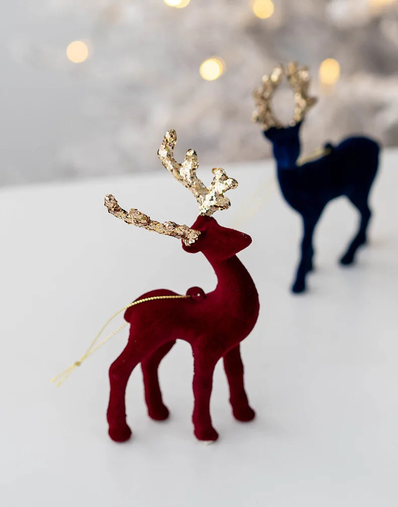 2026 Christmas Reindeer Elk Figurine Decoration Table Xmas Tree hanging Elk Ornament for Home Decor New Year Party Navidad gift