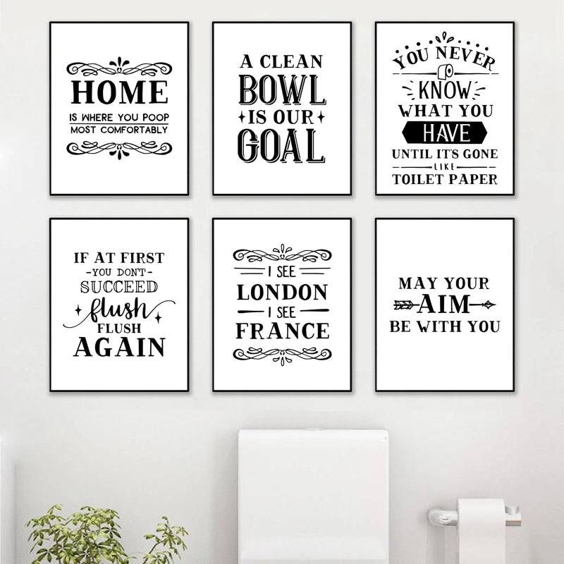 Bathroom Wall Art Decor Funny Bathroom Signs Posters and Prints Modern Minimalist Canvas Painting WC Toilet Room Decor