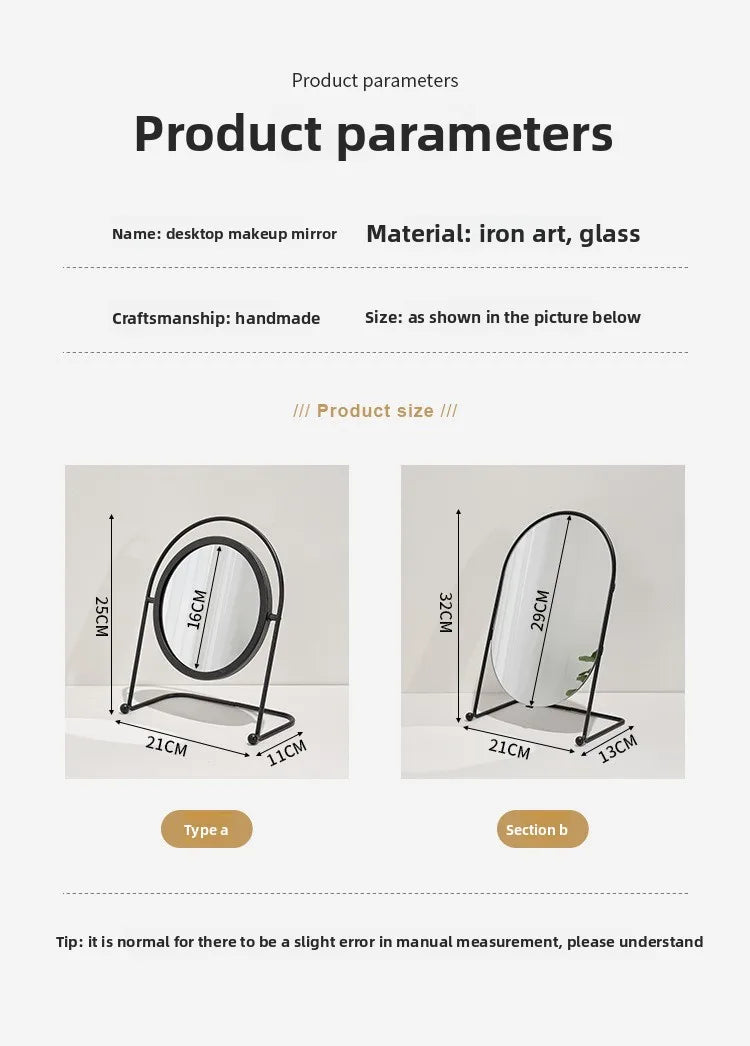 Bathroom Makeup Mirror Home Bedroom Desktop Countertop Vanity Mirror Dormitory Internet Celebrity Beauty Shower Mirror
