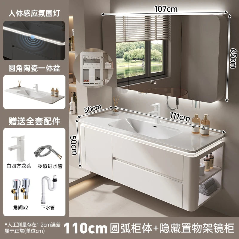 Led Light Ensuite Bathroom Cabinet Basin Designs Mirror Shelves Bathroom Cabinets Shower Organizer Banyo Dolabi Home Furniture