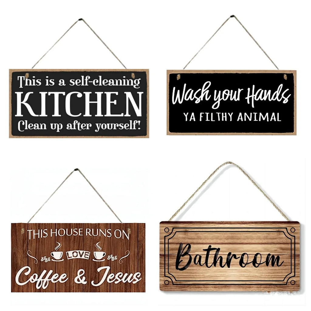 Kitchen Wooden Sign Wall Decor This Is A Self Cleaning Kitchen Bathroom Hanging Wall Art Decorative Wood Sign Home Decor