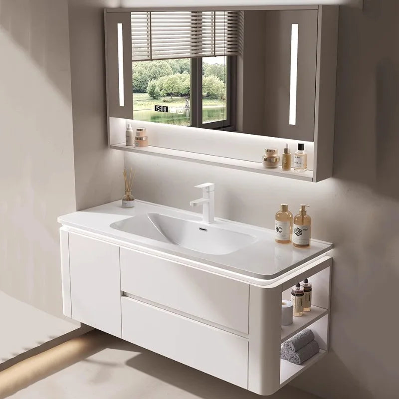 Led Light Ensuite Bathroom Cabinet Basin Designs Mirror Shelves Bathroom Cabinets Shower Organizer Banyo Dolabi Home Furniture