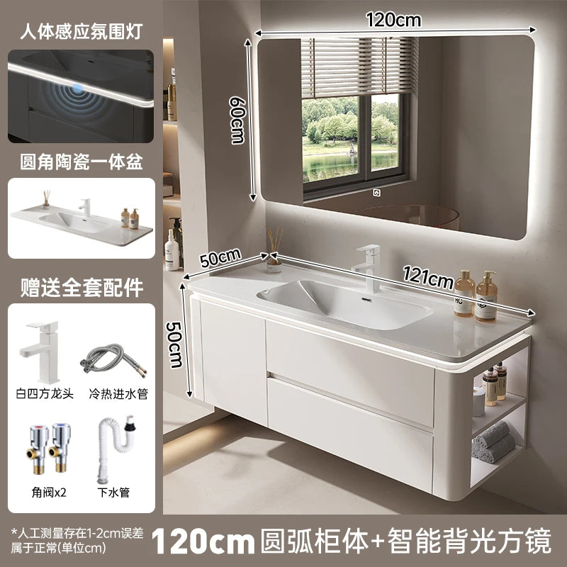 Led Light Ensuite Bathroom Cabinet Basin Designs Mirror Shelves Bathroom Cabinets Shower Organizer Banyo Dolabi Home Furniture
