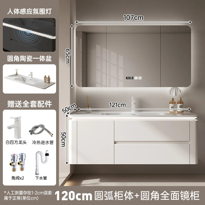 Led Light Ensuite Bathroom Cabinet Basin Designs Mirror Shelves Bathroom Cabinets Shower Organizer Banyo Dolabi Home Furniture
