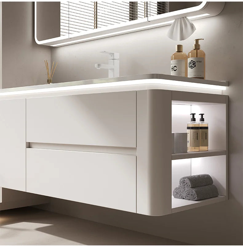 Led Light Ensuite Bathroom Cabinet Basin Designs Mirror Shelves Bathroom Cabinets Shower Organizer Banyo Dolabi Home Furniture