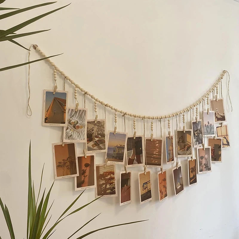 【xxx】Photo  Wall Hanging Decor Boho Home Decoration Wooden Beads Macrame Tapestry For Wall Hanging Room Decors Aesthetic Gift