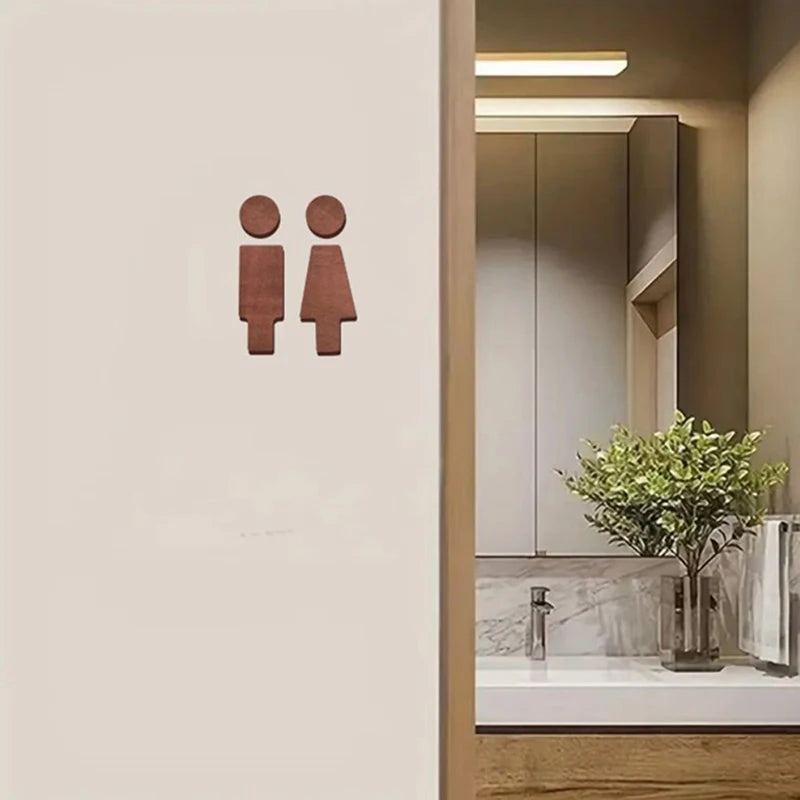 Bathroom Decoration Premium Bathroom Sign Solid Wood Men's And Women's Toilet Sign Home Bathroom Decor