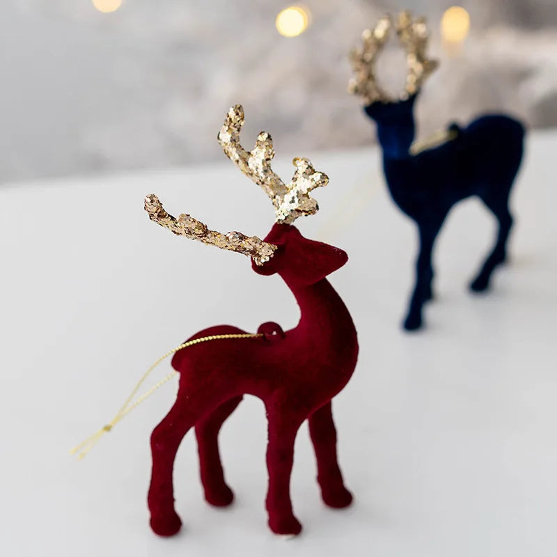 2026 Christmas Reindeer Elk Figurine Decoration Table Xmas Tree hanging Elk Ornament for Home Decor New Year Party Navidad gift