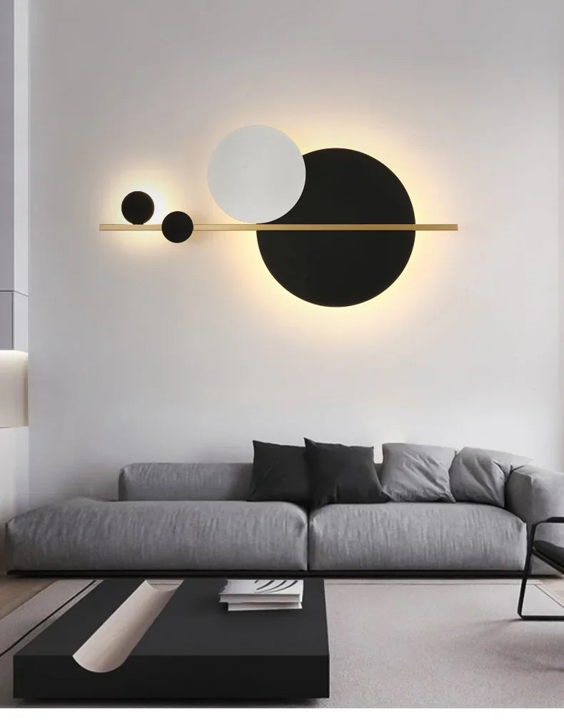 Living Room Wall Lamp Decoration Light Luxury Circular Sofa Background Atmosphere Lighting Simple Modern Nordic Bedroom Lights