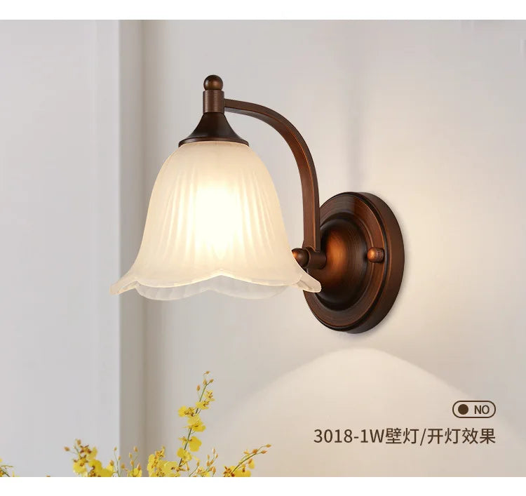 Bathroom Light Lighting with White Frosted Glass Shade, Wall Lamp for Mirror Kitchen Bedroom Living Room Porch