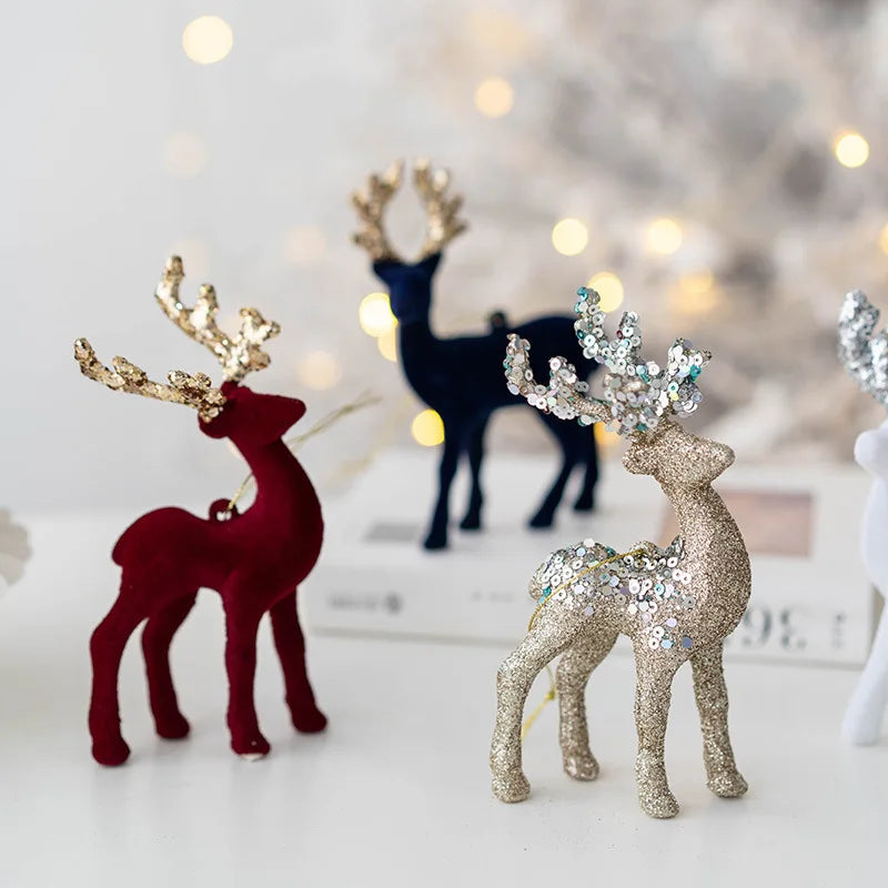 2026 Christmas Reindeer Elk Figurine Decoration Table Xmas Tree hanging Elk Ornament for Home Decor New Year Party Navidad gift