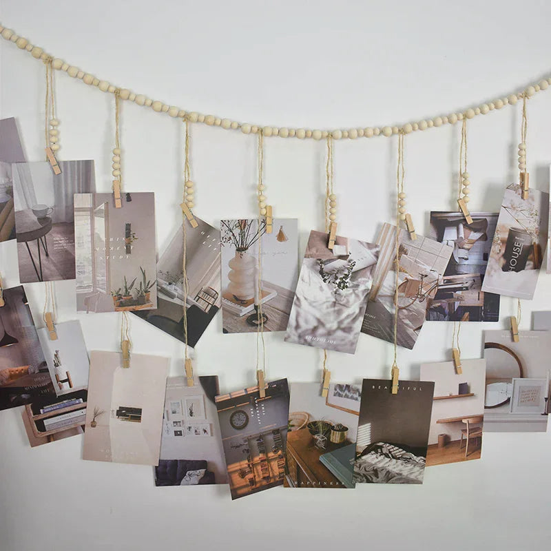Photo Display Wall Hanging Decor Boho Home Decoration Wooden Beads Macrame Tapestry For Wall Hanging Room Decors Aesthetic Gift