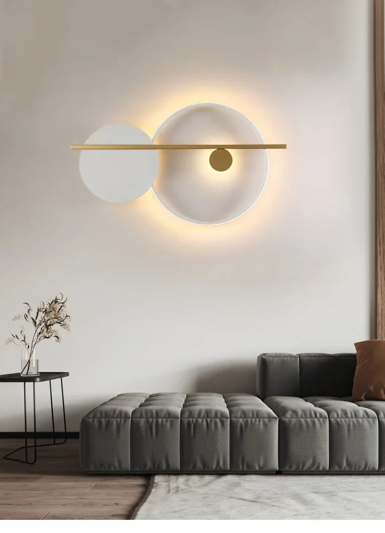 Living Room Wall Lamp Decoration Light Luxury Circular Sofa Background Atmosphere Lighting Simple Modern Nordic Bedroom Lights