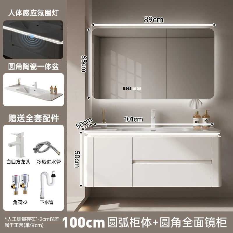 Led Light Ensuite Bathroom Cabinet Basin Designs Mirror Shelves Bathroom Cabinets Shower Organizer Banyo Dolabi Home Furniture