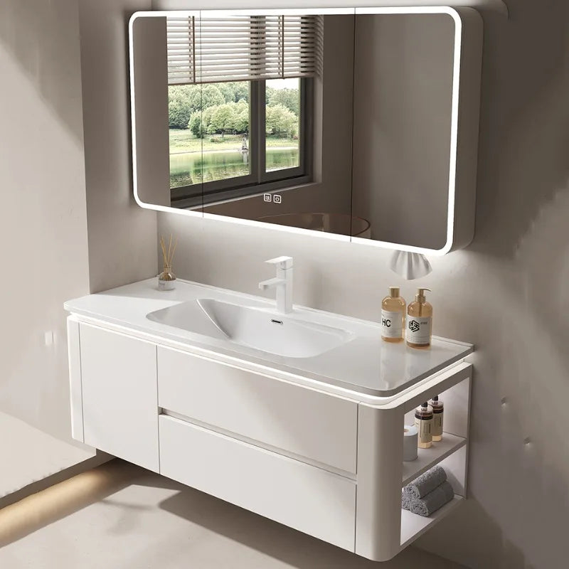 Led Light Ensuite Bathroom Cabinet Basin Designs Mirror Shelves Bathroom Cabinets Shower Organizer Banyo Dolabi Home Furniture
