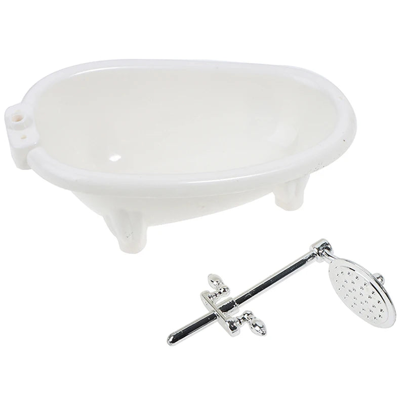 1/6 Dollhouse Miniatures Bathtub Furniture Bathroom Accessories For Doll House Decor Kids Pretend Toys Gift