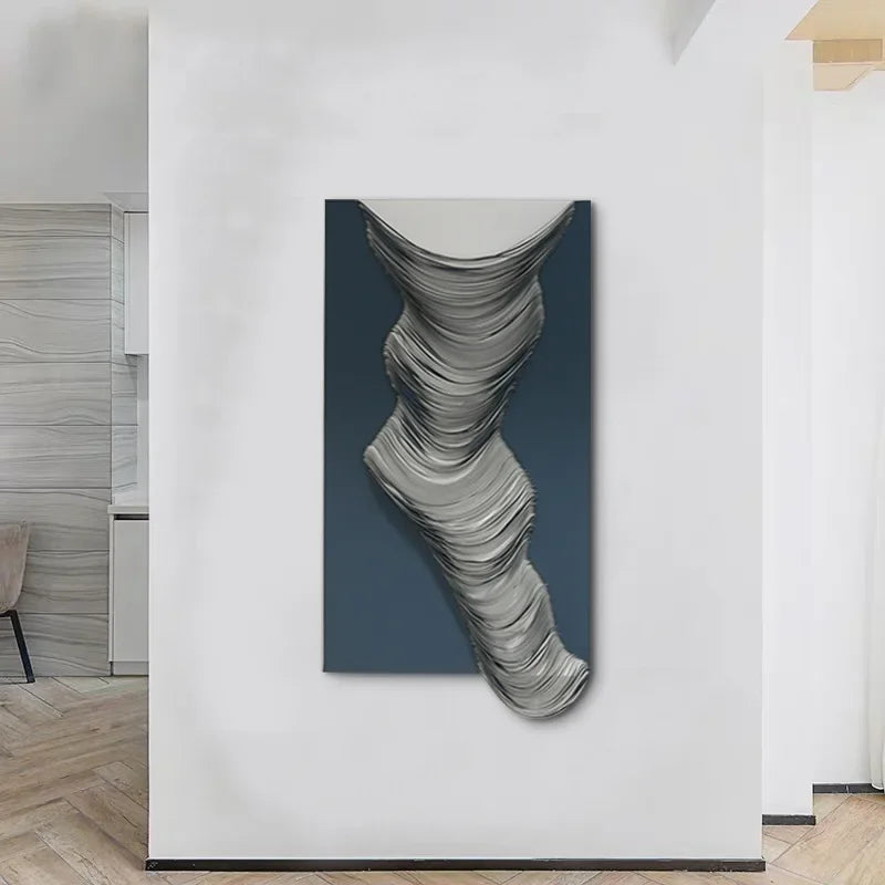 z Living Room Porch Decoration Framed Large Artwork Handmade Leather Abstract Painting Wall Decor Art 3D