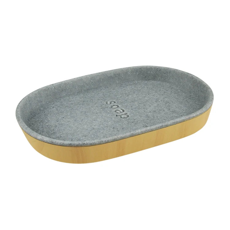 Bathroom Decor White Marble Oval Resin Soap Dish