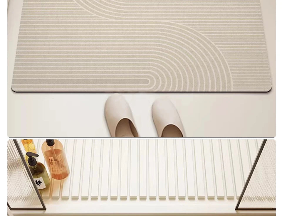 Bathroom Carpet Home Decor Rug Absorbent Non-Slip Floor Mat Japanese Minimalist Lines Diatom Mud Rugs Toilet Area Alfombra 양탄자