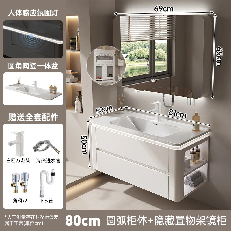 Led Light Ensuite Bathroom Cabinet Basin Designs Mirror Shelves Bathroom Cabinets Shower Organizer Banyo Dolabi Home Furniture