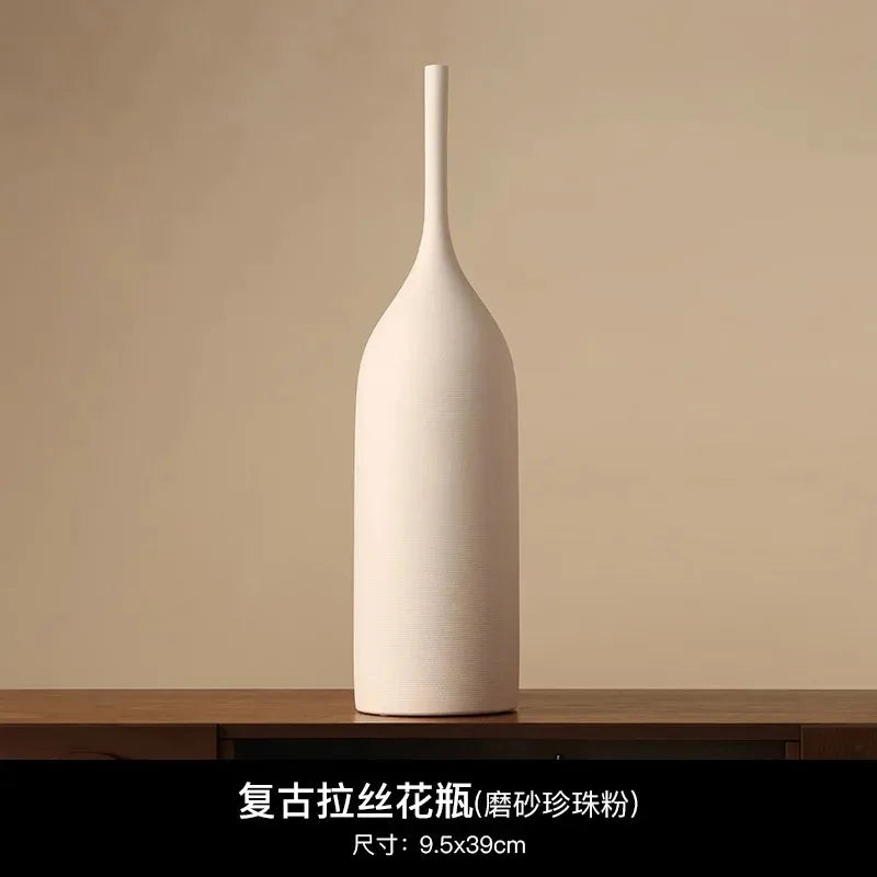 Handmade Ceramic Vase, Vintage Wabi-Sabi Living Room Decor, Morandi Style Home Decoration, living room decoration