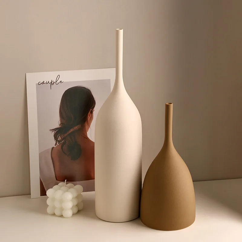 Handmade Ceramic Vase, Vintage Wabi-Sabi Living Room Decor, Morandi Style Home Decoration, living room decoration