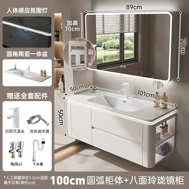 Led Light Ensuite Bathroom Cabinet Basin Designs Mirror Shelves Bathroom Cabinets Shower Organizer Banyo Dolabi Home Furniture