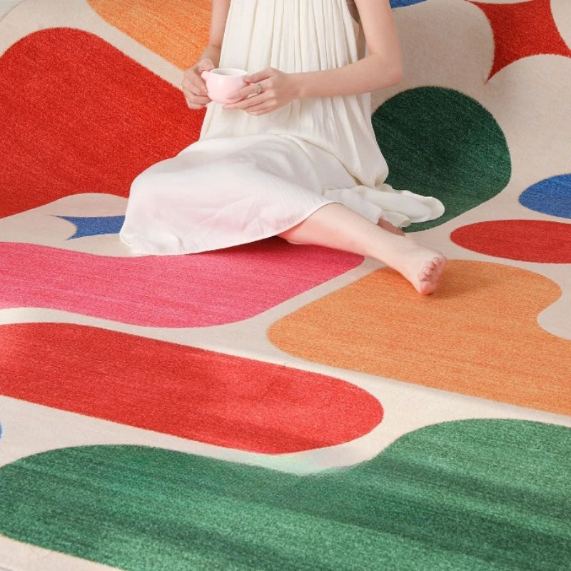 Large Area Living Room Decoration Carpet Dopamine Color Rugs for Bedroom Washable Lounge Soft Floor Mat Anti-slip Cloakroom Rug
