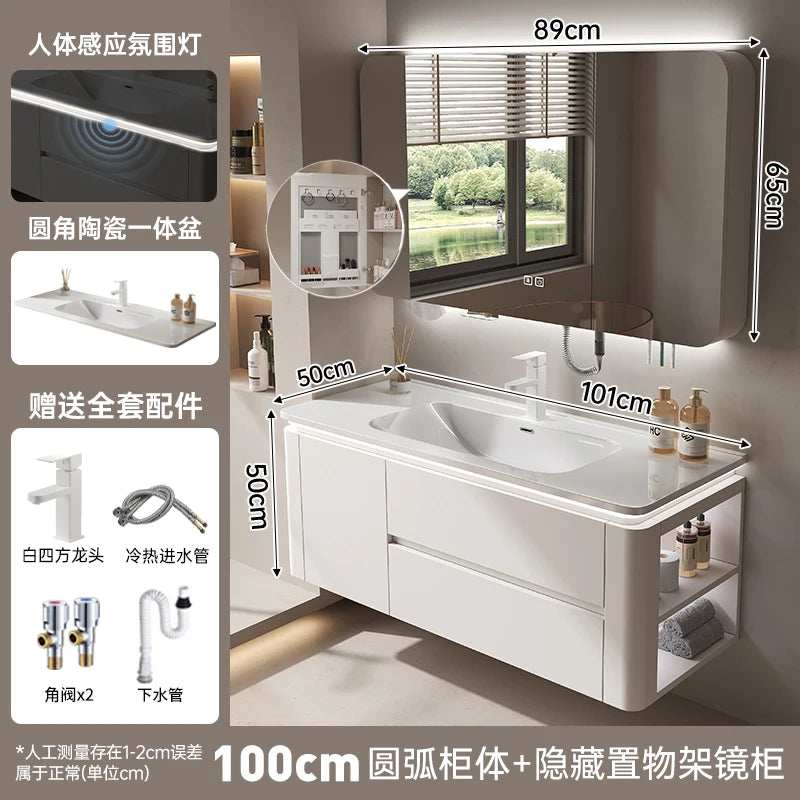Led Light Ensuite Bathroom Cabinet Basin Designs Mirror Shelves Bathroom Cabinets Shower Organizer Banyo Dolabi Home Furniture