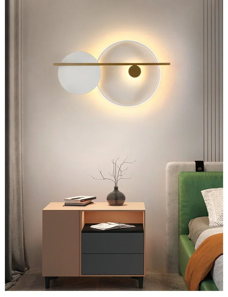 Living Room Wall Lamp Decoration Light Luxury Circular Sofa Background Atmosphere Lighting Simple Modern Nordic Bedroom Lights