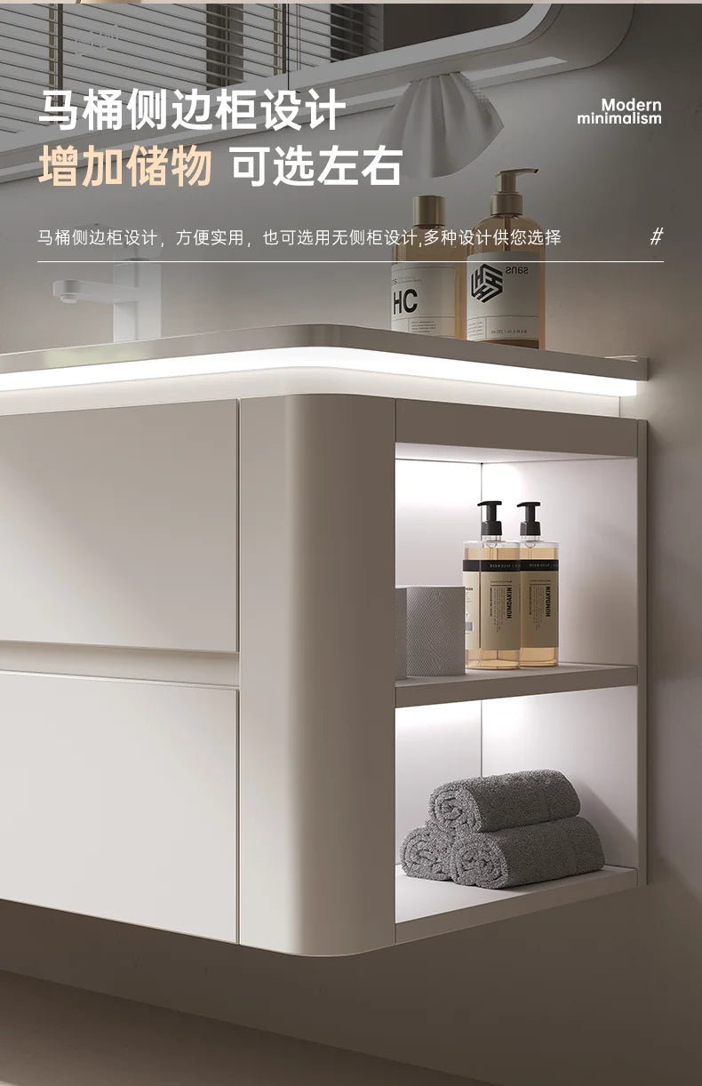 Led Light Ensuite Bathroom Cabinet Basin Designs Mirror Shelves Bathroom Cabinets Shower Organizer Banyo Dolabi Home Furniture