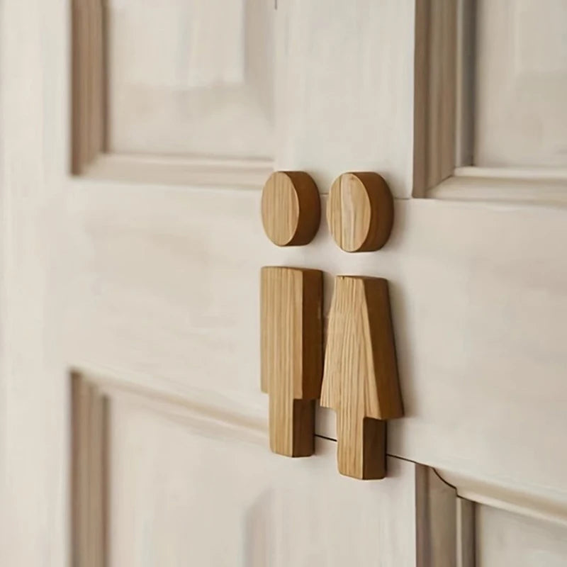 Bathroom Decoration Premium Bathroom Sign Solid Wood Men's And Women's Toilet Sign Home Bathroom Decor