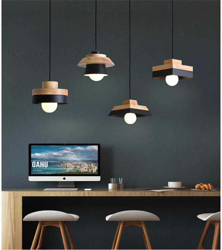 Modern Wood Chandelier Room Decor  Lighting for Living Room  Lamp for Bedroom Cafe or Restaurant Interior Decoration Lights