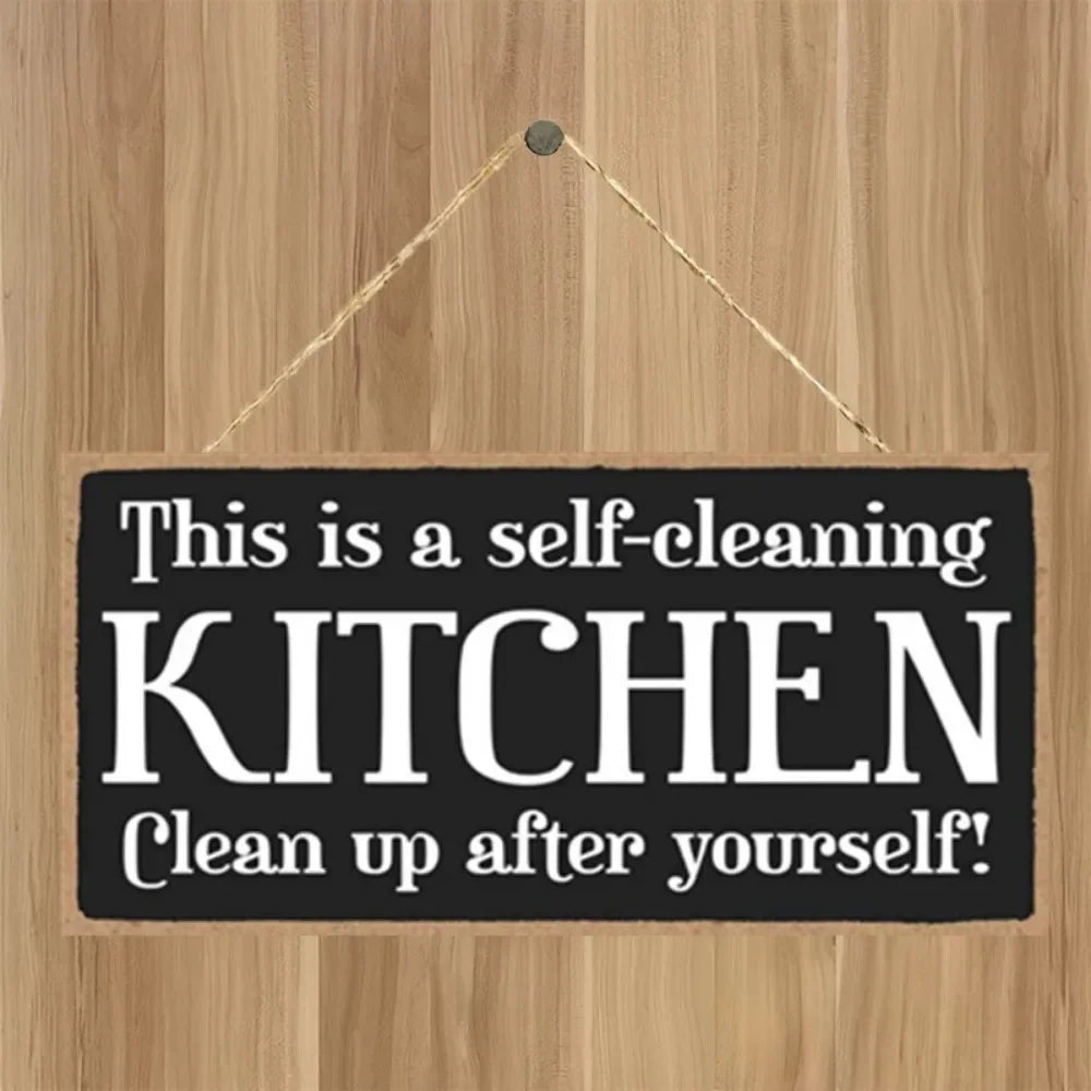 Kitchen Wooden Sign Wall Decor This Is A Self Cleaning Kitchen Bathroom Hanging Wall Art Decorative Wood Sign Home Decor