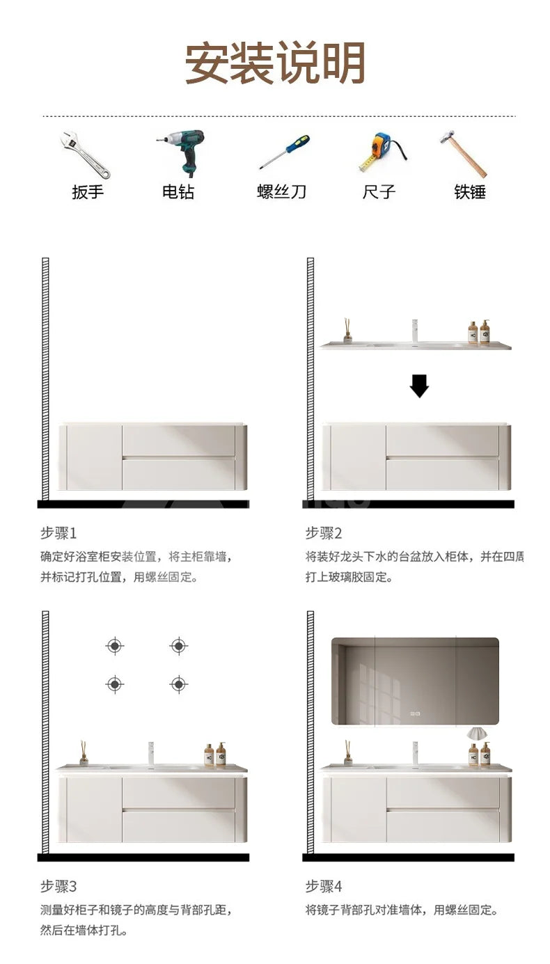 Led Light Ensuite Bathroom Cabinet Basin Designs Mirror Shelves Bathroom Cabinets Shower Organizer Banyo Dolabi Home Furniture