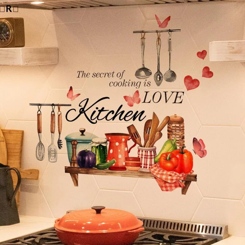 〔R〕Kitchen Supplies Pattern Wall Sticker For Kitchen Restaurant Background Decoration Mural Art Home Decor〔Winter2〕