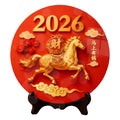 Horse Year Decorative Paintings Ornament Round Good Luck Desktop Ornament Wooden Funny Home Decor Ornament TV Cabinets