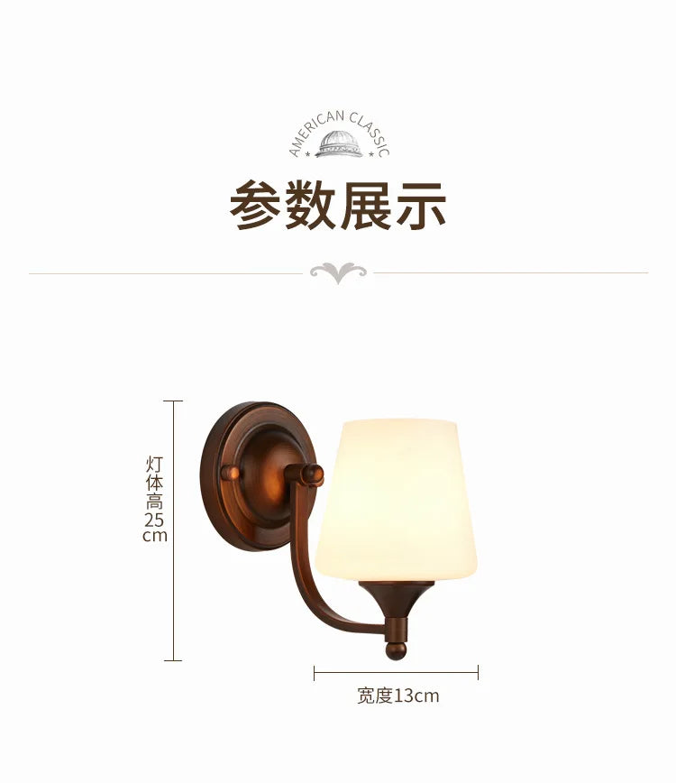 Bathroom Light Lighting with White Frosted Glass Shade, Wall Lamp for Mirror Kitchen Bedroom Living Room Porch