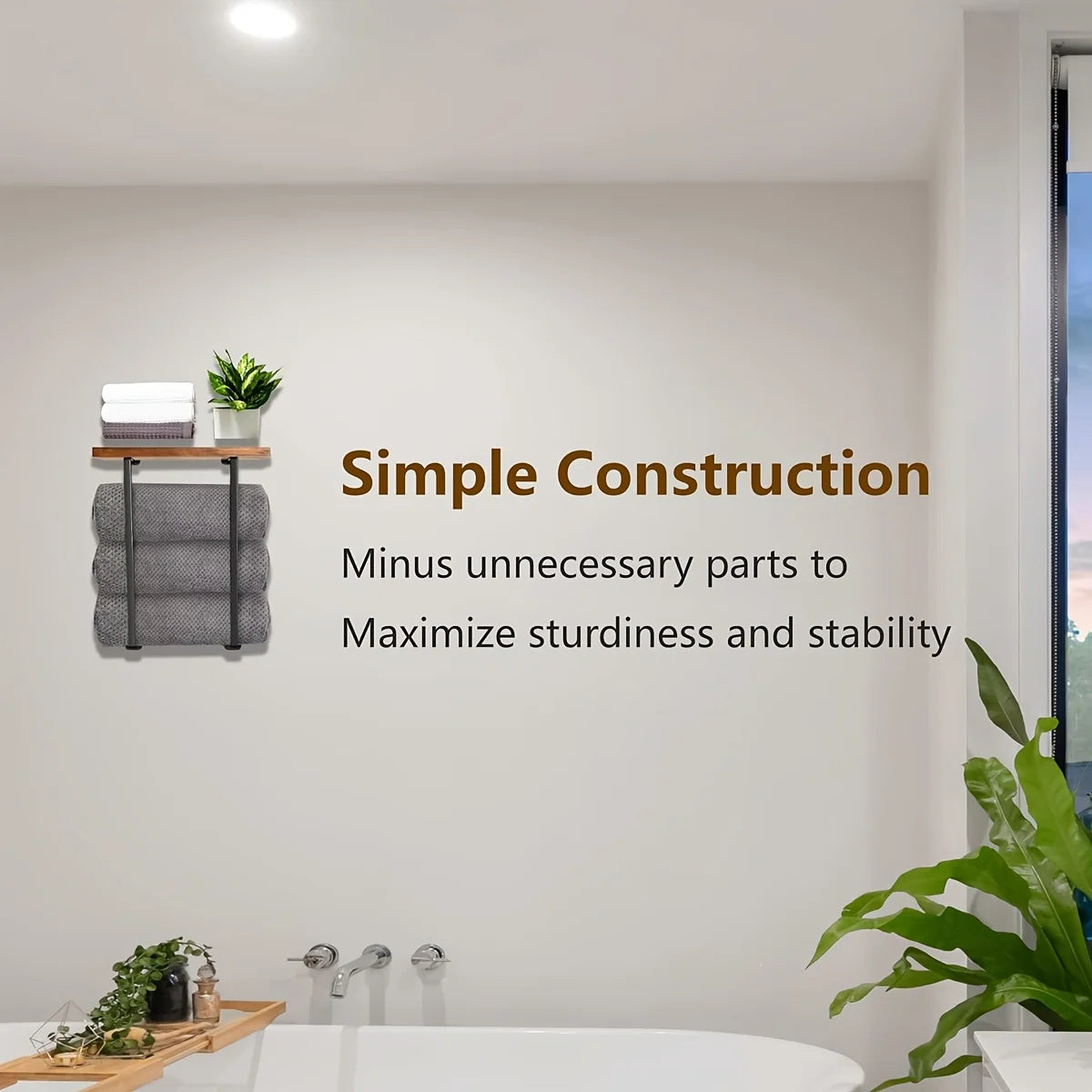 Towel Racks for Bathroom Wall Decor, Black Minimalist Design Storage Organizer, Bathroom Shelves for Large Towels, Spa, Salon