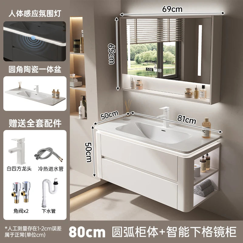 Led Light Ensuite Bathroom Cabinet Basin Designs Mirror Shelves Bathroom Cabinets Shower Organizer Banyo Dolabi Home Furniture