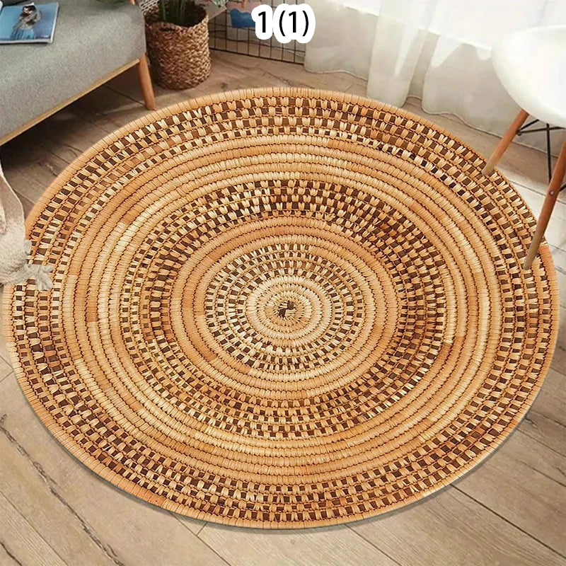 Circular Carpet, Bohemian Floor Mat, Entrance Carpet, Rural Bohemian Home Decor Floor Mat  Living Room Decoration Carpet Bedroom